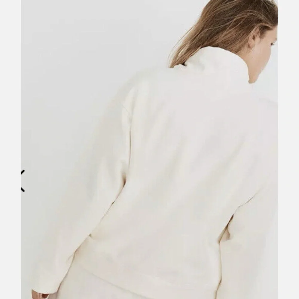 NWT Madewell MWL Ribbed Funnelneck Sweatshirt Medium Cream Relaxed Slouchy Boxy - Picture 4 of 9